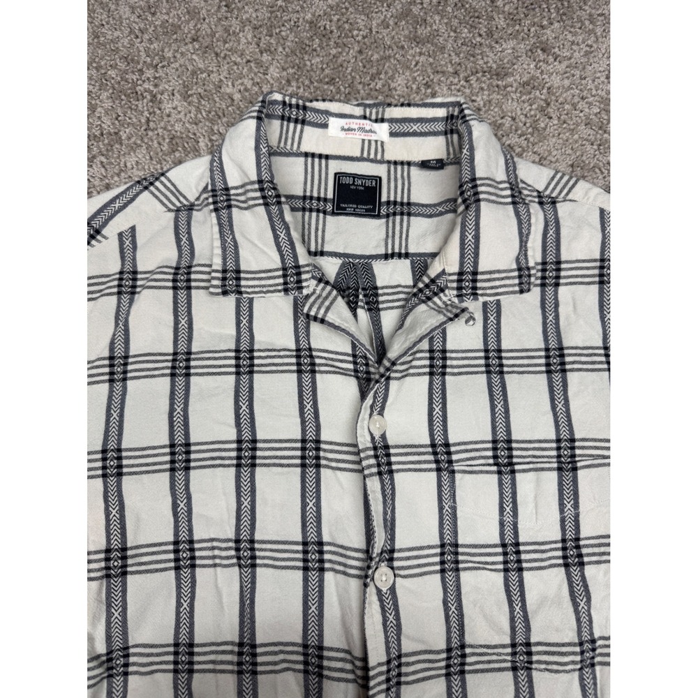 Todd Snyder Indian Madras Men's Button Eyelet Loop Collar Camp Shirt Size Medium